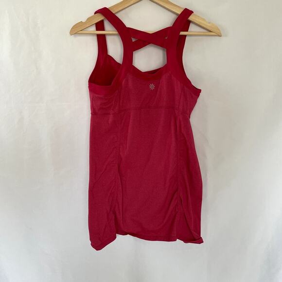 Athleta hot pink racerback tank top workout built in bra women's M barbiecore - Picture 8 of 8